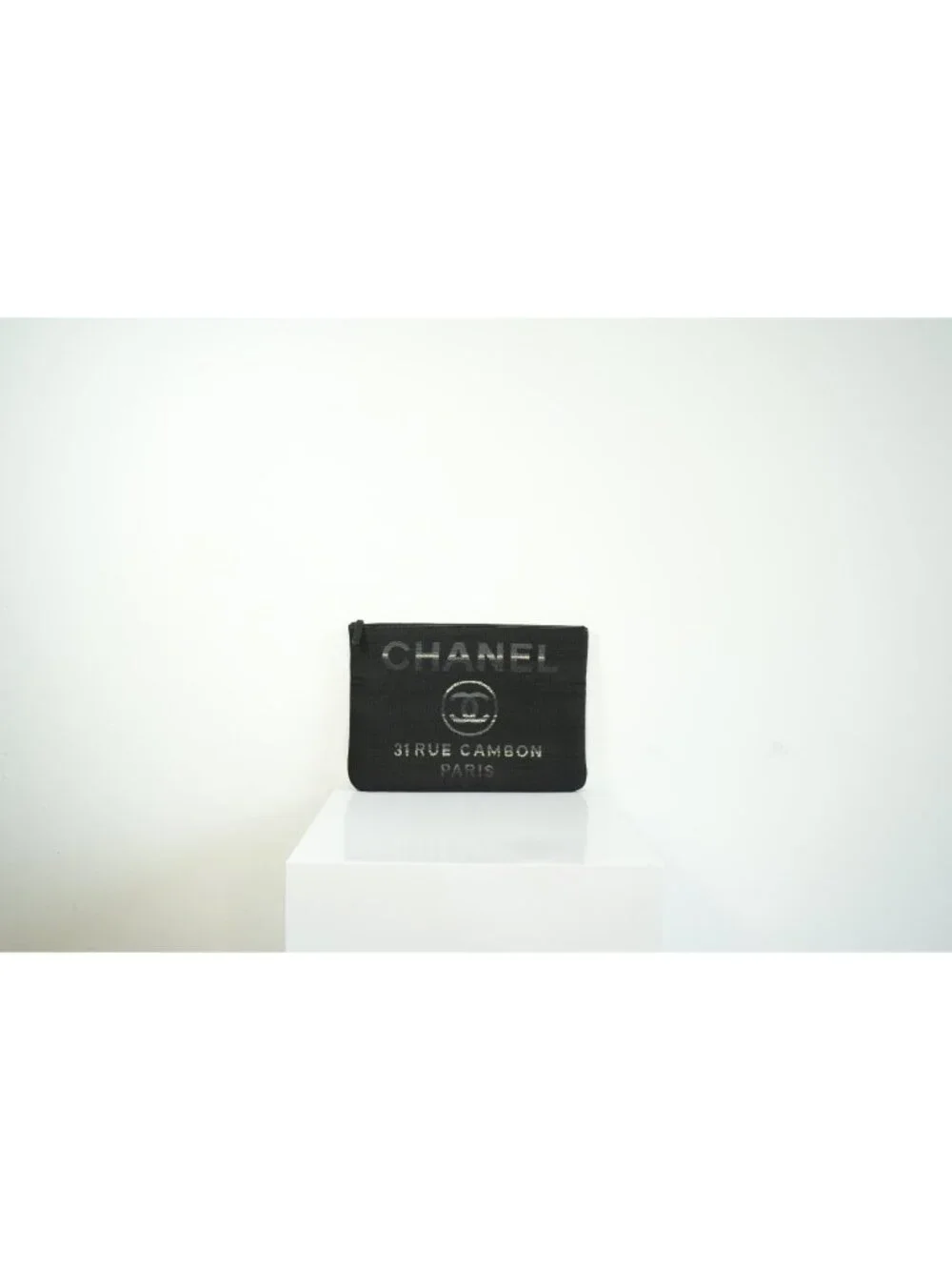 Chanel Black Deauville Pouch